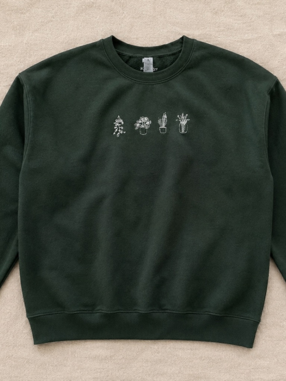 Knotty Botanical Plant Graphic Crewneck Sweatshirt Green L
